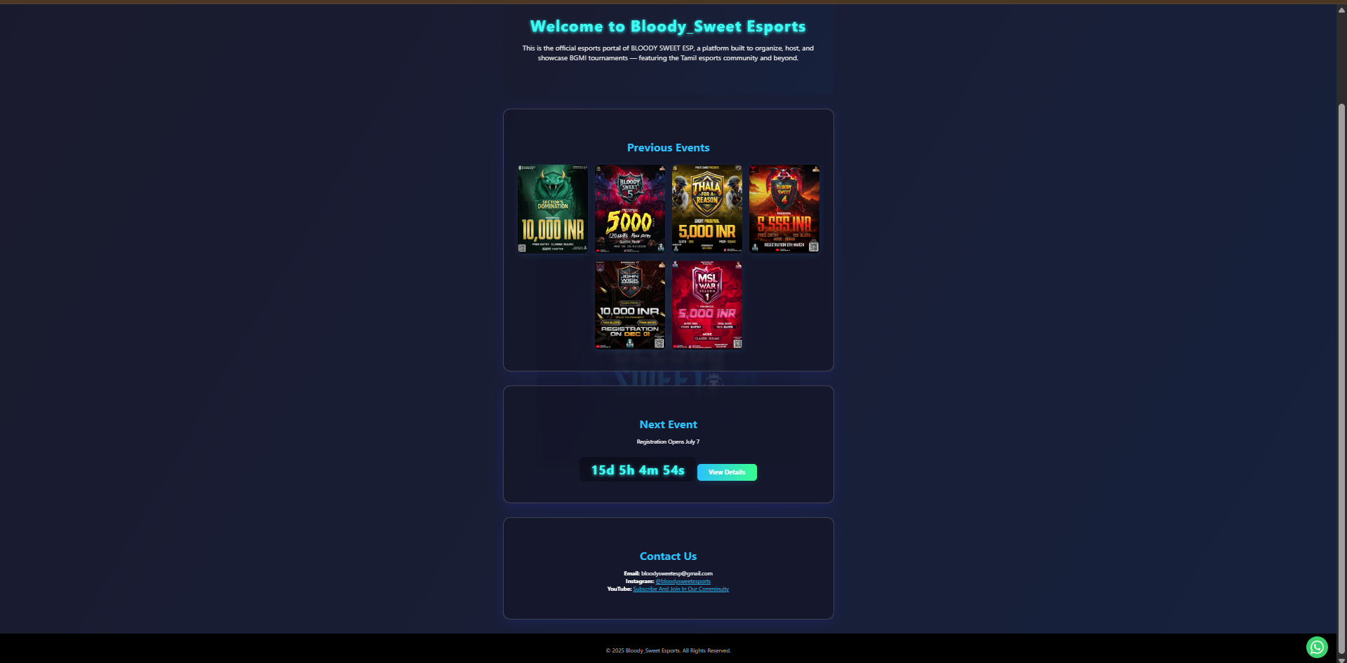 eSports Website Screenshot
